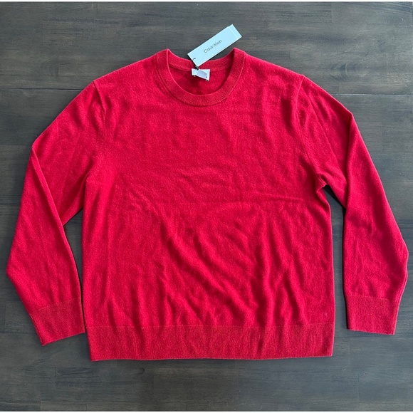 Calvin Klein Classic Cashmere Crewneck Sweater Men's Large Red - Picture 1 of 10